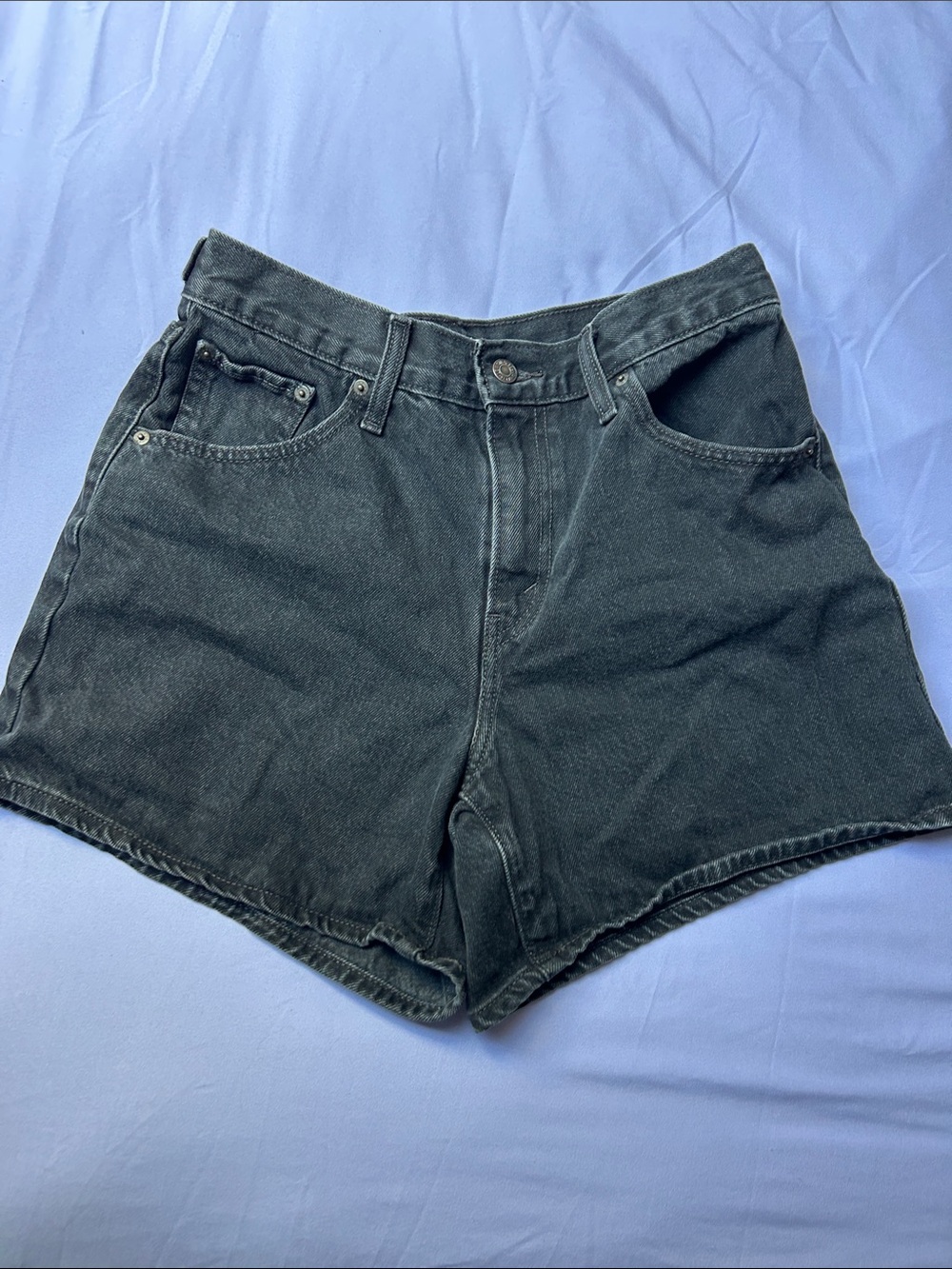 Leviโs Black Denim High-Rise Cinch Shorts